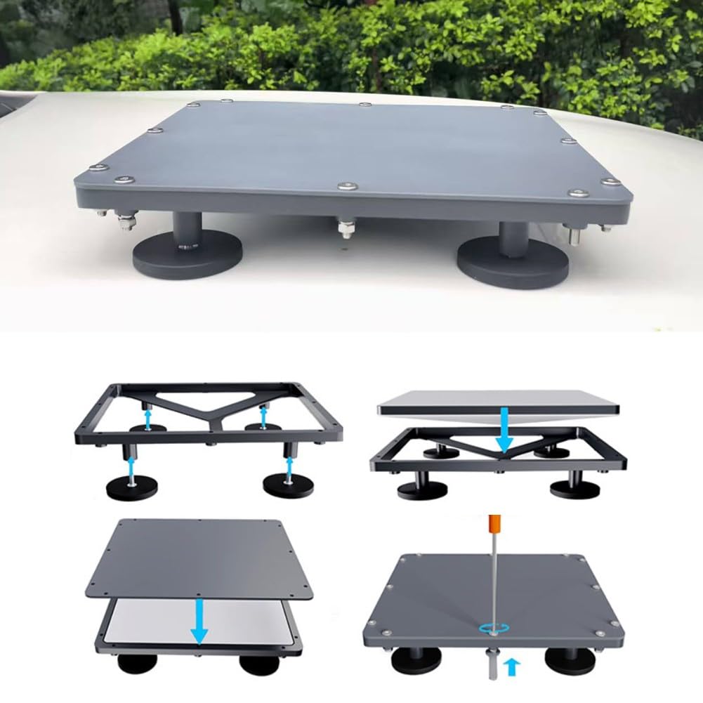 Mini soporte magnético de montaje con cubierta de lluvia, base de aleación de aluminio, techo de vehículo de sujeción fuerte de 4 imanes, accesorio gris