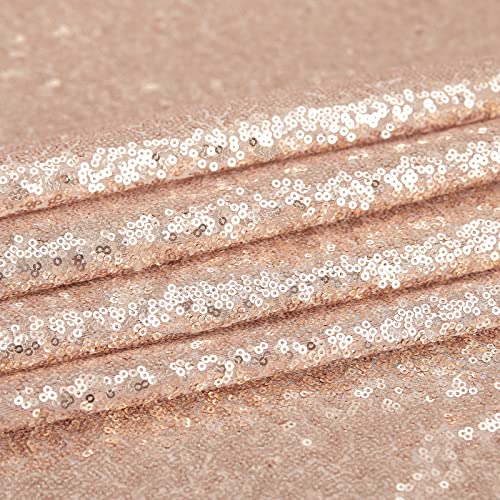 Image of B-COOL Rose Gold Sequin Tablecloth Wedding Table Cloths for Reception Sparkly Tablecloths Dessert Table Cloth Sequin Overlay Square 50x50inch