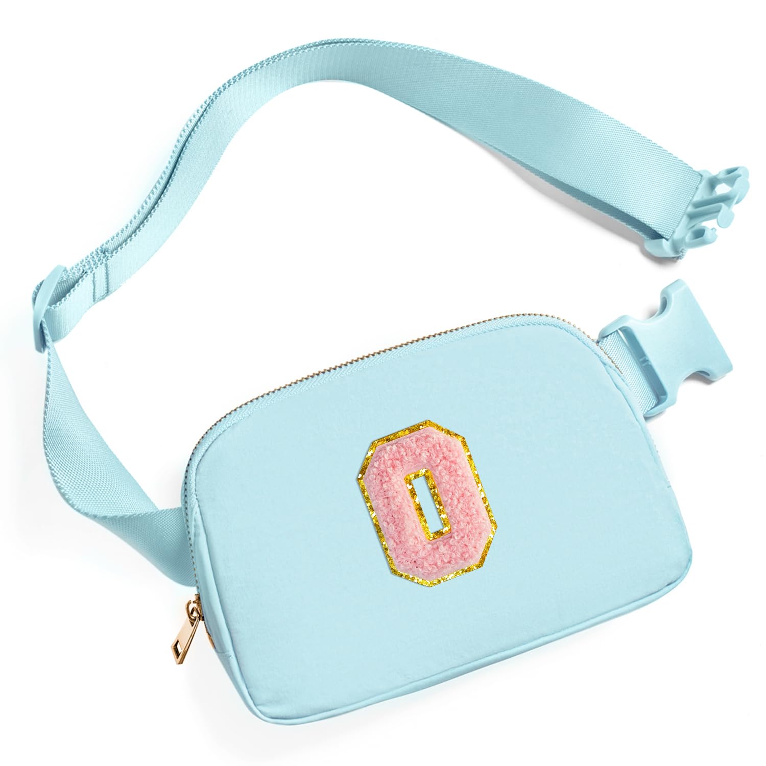 Gitus Gifts for 7 8 9 10 11 Year Old Girls Belt Bag Fanny Pack Crossbody Bags with Initial Letter Patch Birthday Gifts for Daughter Sister Friends Teen girls (Icing Blue-O)