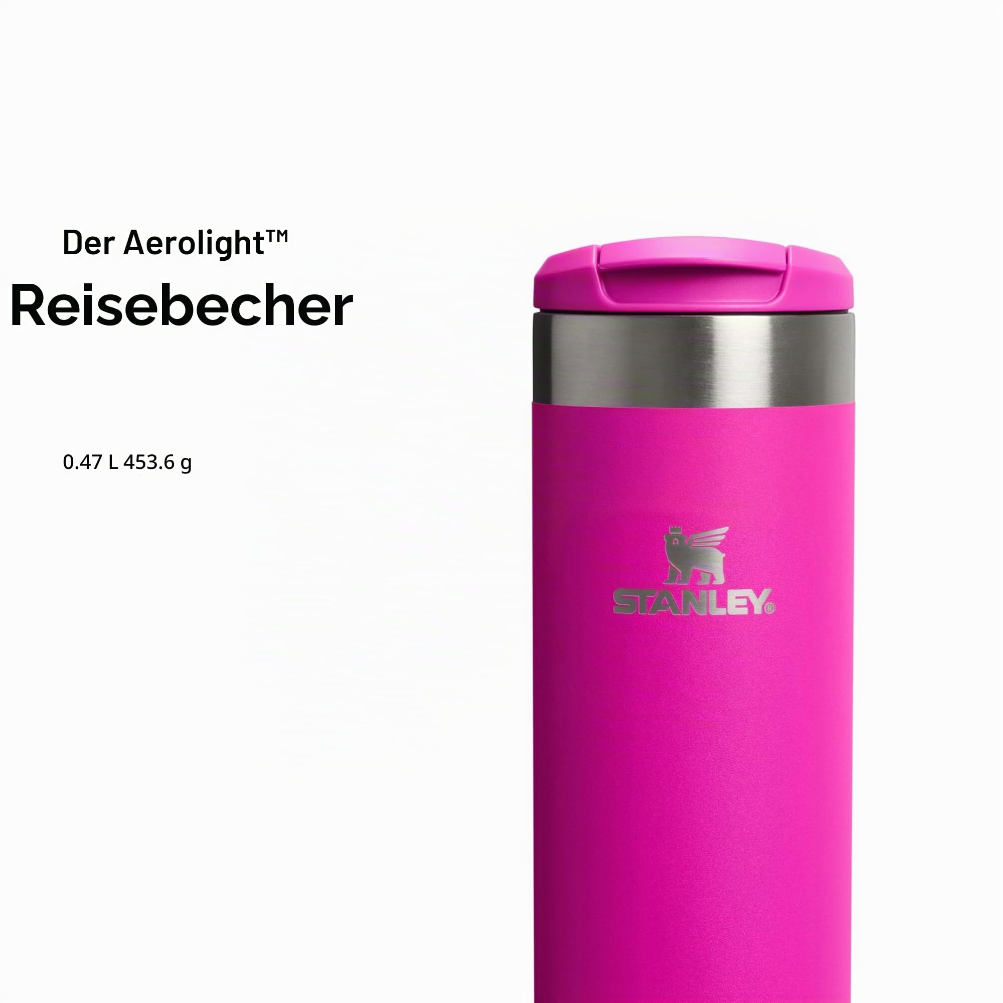 STANLEY 1913 Aerolight Transit Thermobecher 0.47L - Violet Blossom | Hält 6 Std. heiß - 8 Std. kalt - Spülmaschinenfest - Auslaufsicher - Becherhalter kompatibel