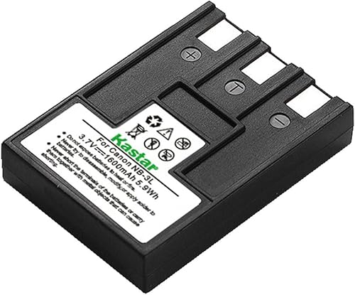 Miniatura 2 de Kastar Batería (paquete de 3) para Canon NB-3L y PowerShot SD10, SD100, SD110, SD20, SD500, SD550, Digital IXUS 700, 750, i5, Digital 30, 30a, 600,