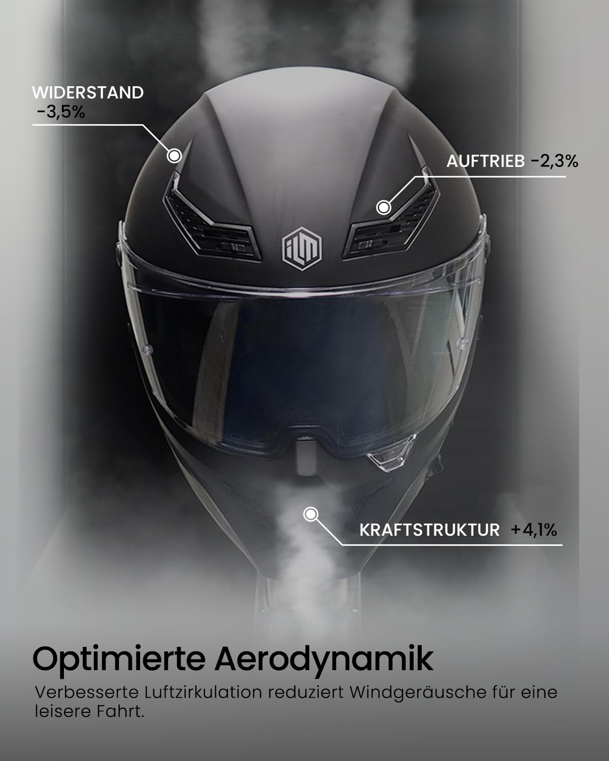 ILM Motorradhelm Integralhelm Herren Damen für Erwachsene Full Face DOT ECE Dual Visor Street Racing Helm mit Pinlock Modell MF509