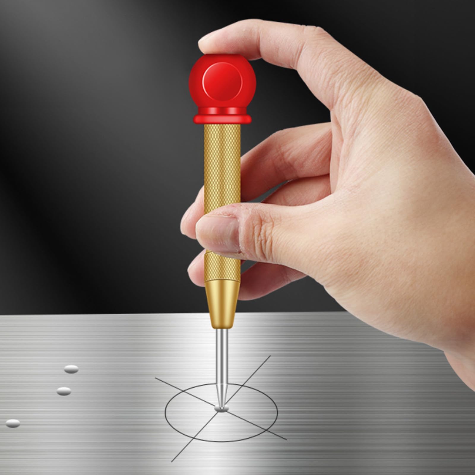 Perforadora central con tapa para metal, herramienta manual de posicionamiento y marcado de carpintería, herramienta de marcación automática para proyectos de taller de bricolaje