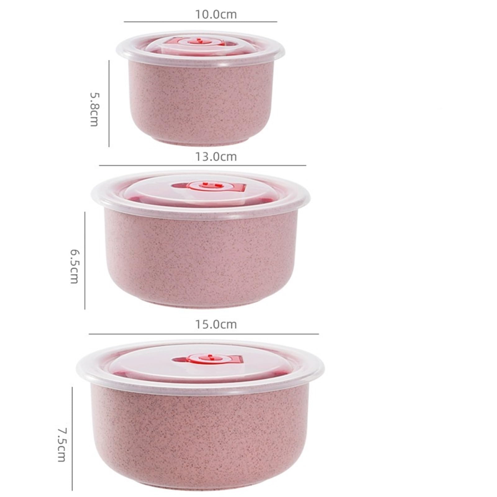 Bento Lunch Boite Ensemble de 3 boîtes à Lunch Rondes avec Couvercle for la Maison(3pcs Beige)