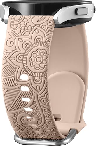 Vista 17 de Odbeai Correa compatible con Galaxy Watch 6, bandas grabadas florales compatibles con Samsung Watch 7, silicona suave, transpirable, impermeable