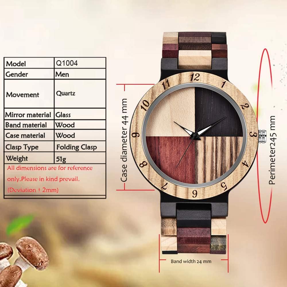 Tiong Reloj de Madera Natural Hombre - Cuarzo Japonés, Texturas Únicas, Colorido Unisex