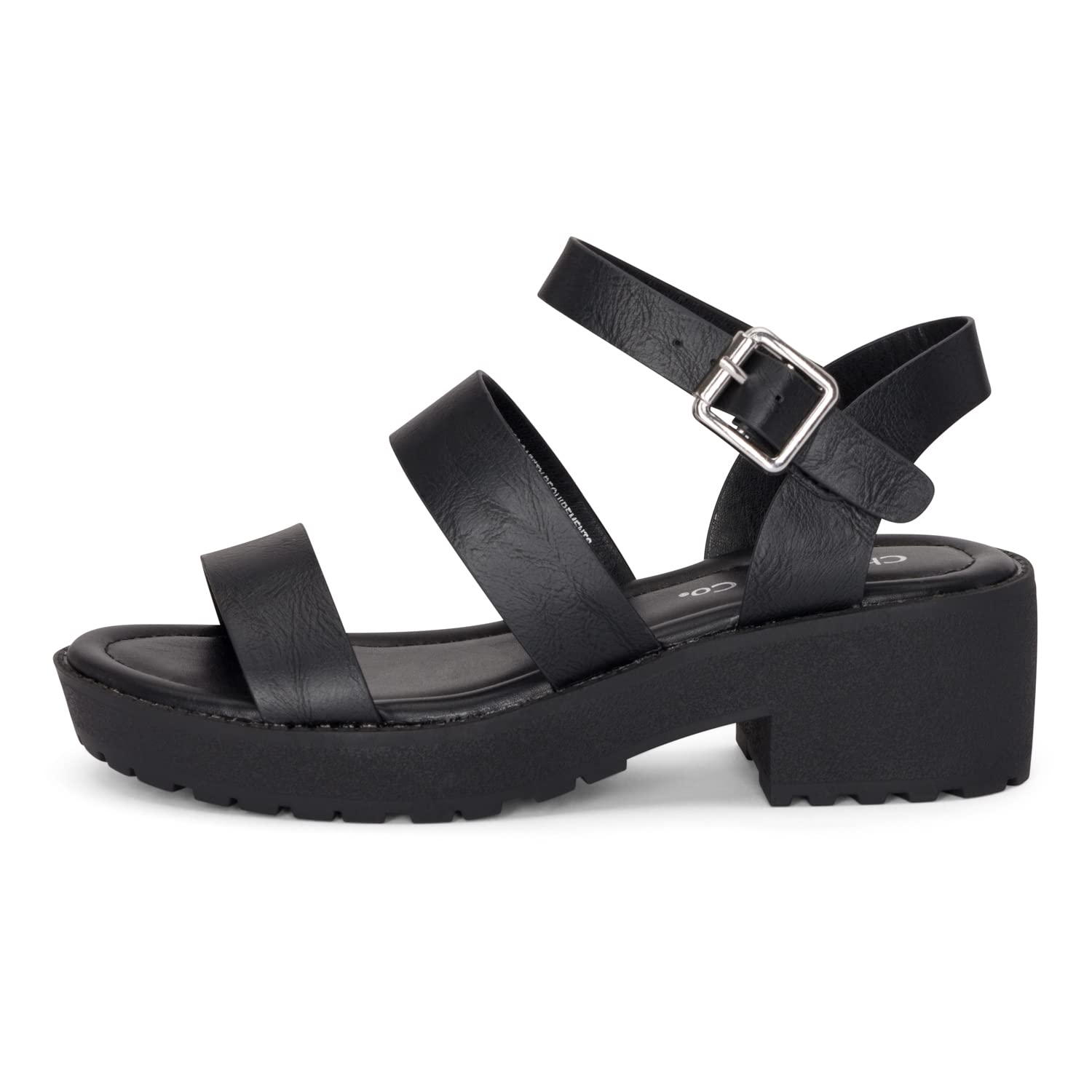 Chariot & Co -Credit(IIS)- Girls/Little Kids/Children Open Toe Strappy Two Band Double Strap Ankle Buckle Platform Lug Sol...