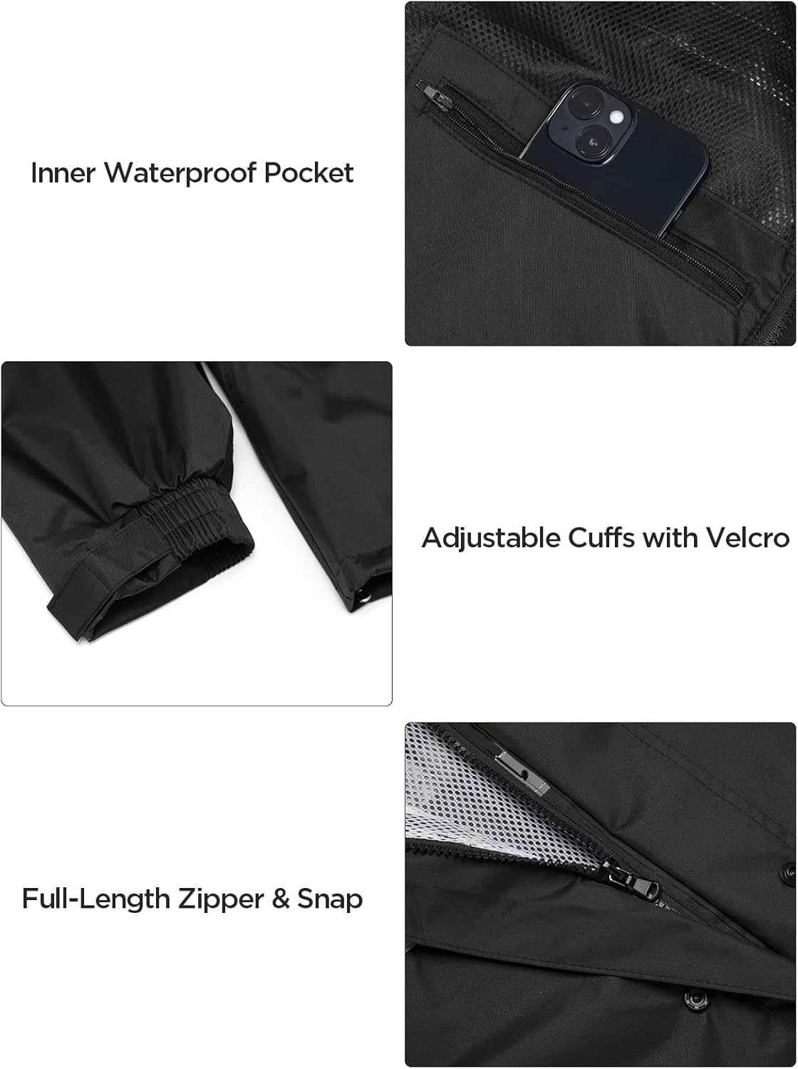 Mens Rain Suits with Air Vents Reflective Waterproof Rain Gear Breathable Jacket Pants for Work Golf Fishing Hiking - Image 7