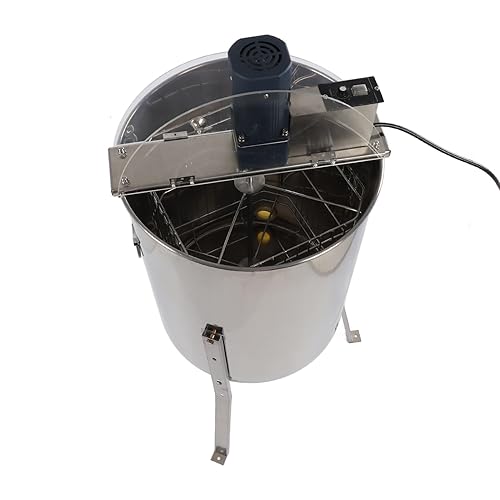 Miniatura 7 de Extractor eléctrico de miel, altura ajustable, acero inoxidable, 8 marcos, tapa transparente, parada automática con 140 W de potencia (enchufe de