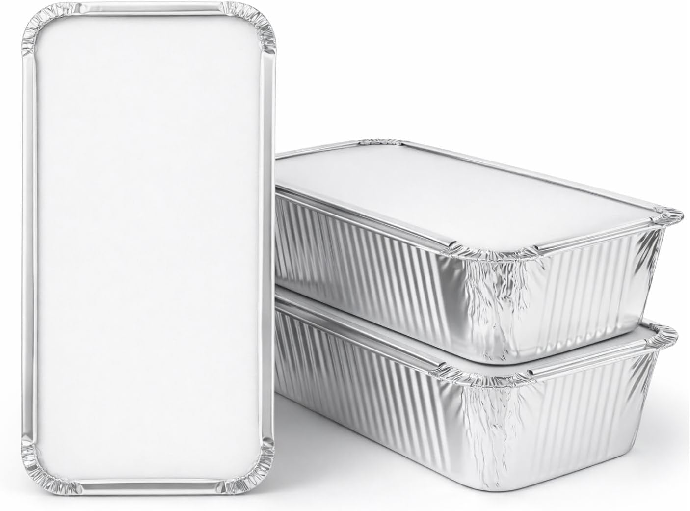 100 x Aluminium Foil Food Containers and Lids Size 6a Trays Large Storage Takeaways