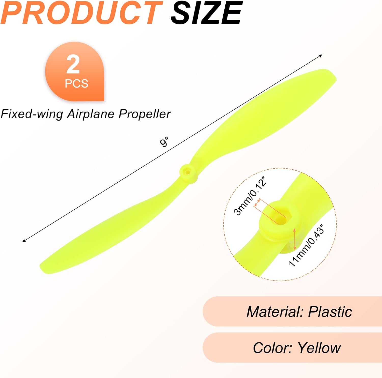 MECCANIXITY 2 Pcs 9x7 Inch Propeller RC Propellers 2-Vane Blades Slow Flyer Props for Lightweight Drones Motor Special Prop Accessories, Black