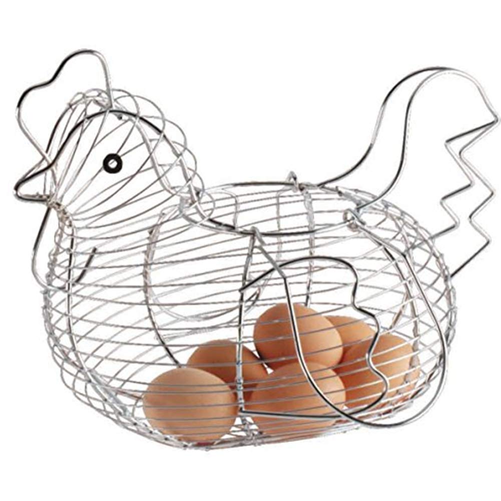 En forma de pollo cromado alambre huevo portacestas