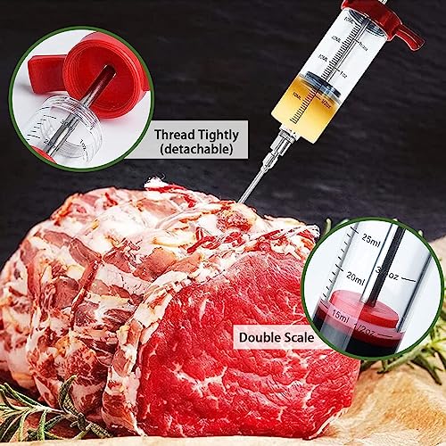 turkey meat injector syringe kit with 3 marinade needles for bbq grill smoker 1 cleaning brush 1 oz30 ml large capacity injector marinades for meats black