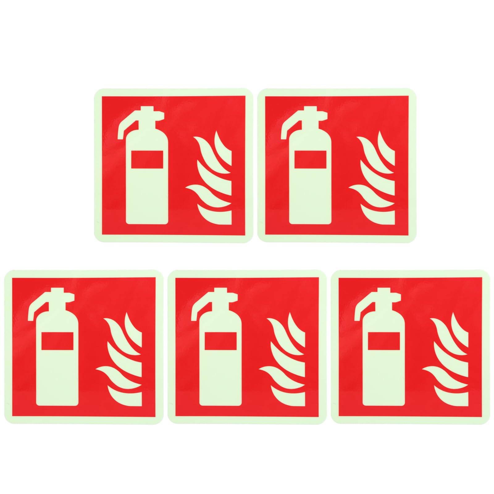 Msioytog 5Pcs Fires Extinguishers Sign Sticker Waterproof Thick Adhesive Label Glow in Dark Decals Extinguishers Sign