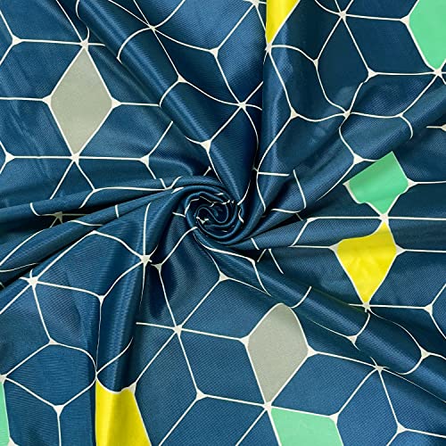 Image of Swayam 90% Blackout Polyester Window Curtain for Living Room & Bedroom | 5 Feet | Room Darkening Curtain with Eyelets | Pack of 1 | Geometric Design - Blue