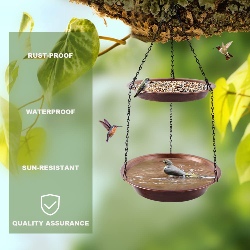 Keygift Metall-Vogeltränke – 29,2 Cm Durchmesser, Mit Verstellbarer Klemme, Antike Kupferoptik, Für Balkon, Zaun & Garten