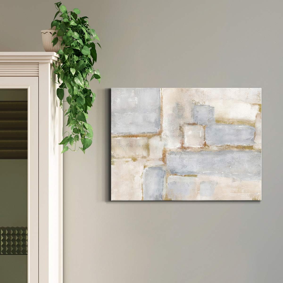 Renditions Gallery Canvas Abstract Wall Art Home Paintings & Prints Vintage Yellow Cobblestone Glam Modern Wall Decorations Hanging for Bedroom Dining Room Office Kitchen - 12"x18" LT10