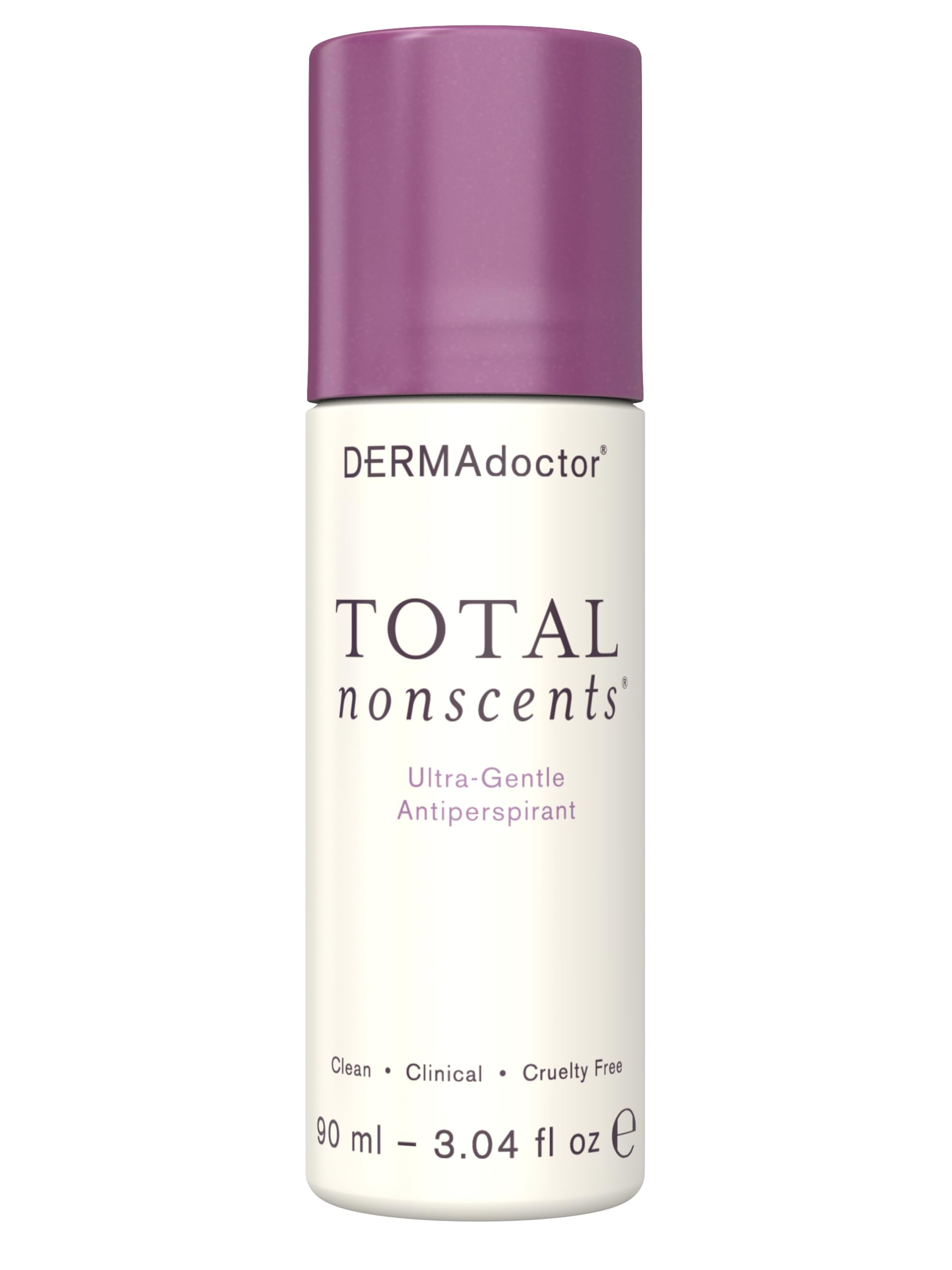 DERMAdoctor Total NonScents Ultra-Gentle Antiperspirant Sensitive Skin. Unscented, Clinical Strength Antiperspirant for Men & Women; Hypoallergenic Roll On Deodorant - 3 oz