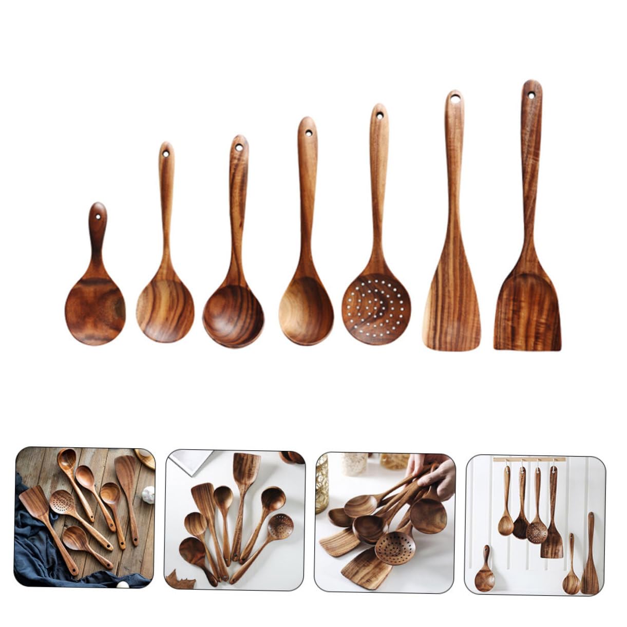 Alipis Set 7 Pezzi Cucchiai Di Legno Piccolo Per Cucina, Palette Da Cucina Compatte in Legno Sicuro Con Bordi Arrotondati, Utensili Casa Portatili Per Barattoli e Uso Quotidiano