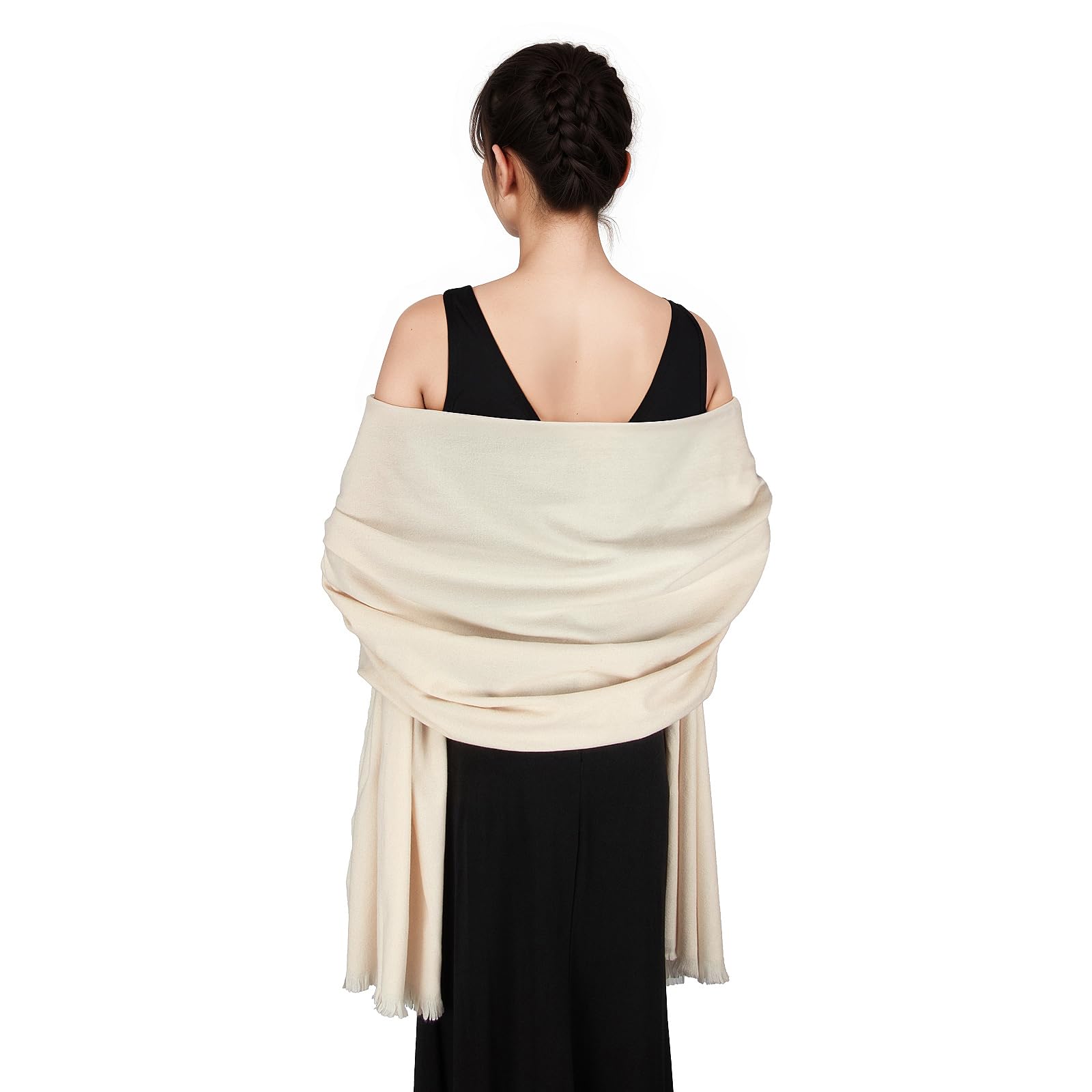 SWAT PANY Ladies Beige Scarf Pashmina Shawls and Wraps for Women Wedding Winter Scarves