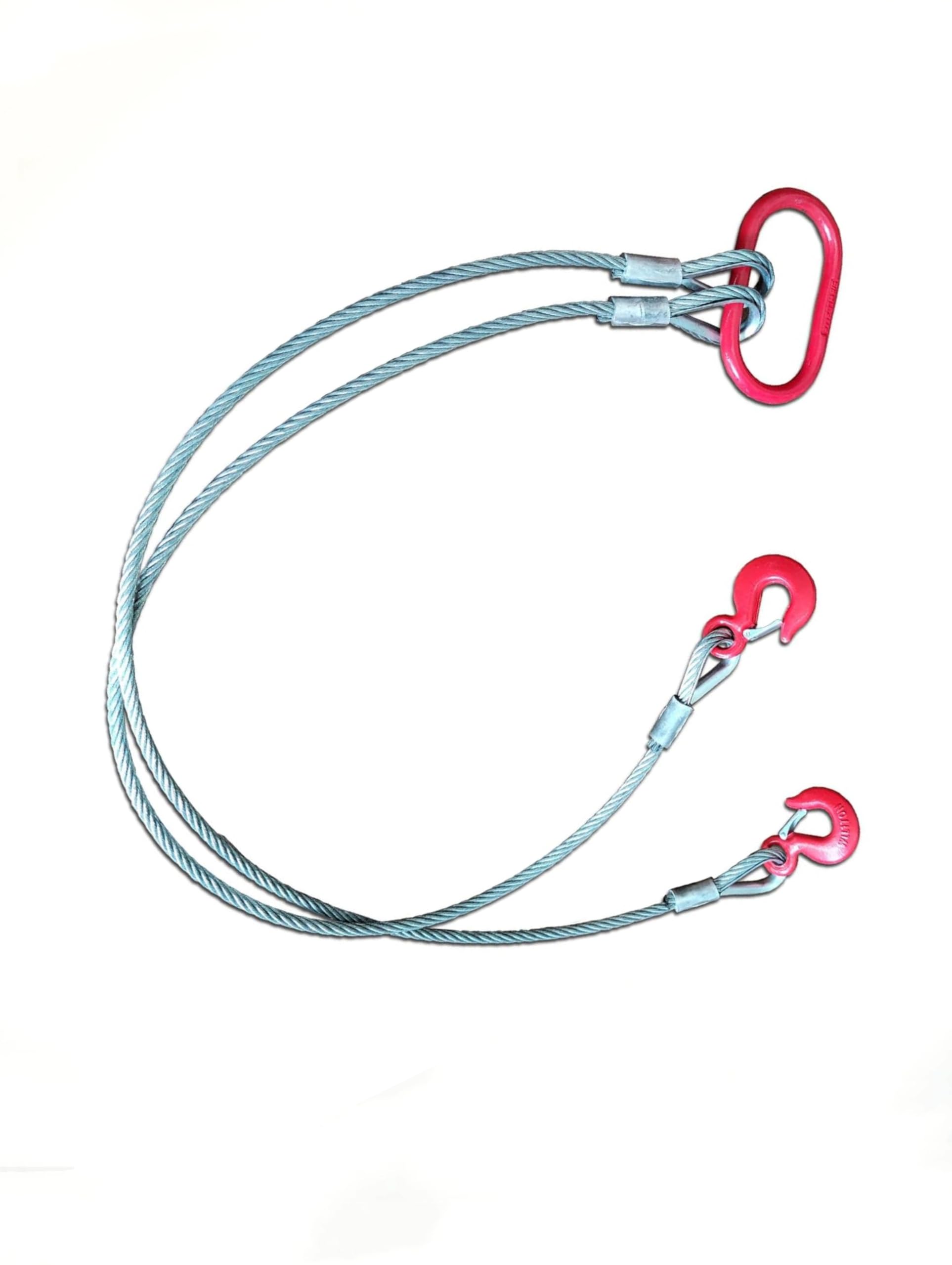 Amazon | 1.5 m 12 mm 4フックワイヤロープ 荷重3トンワイヤー (1 