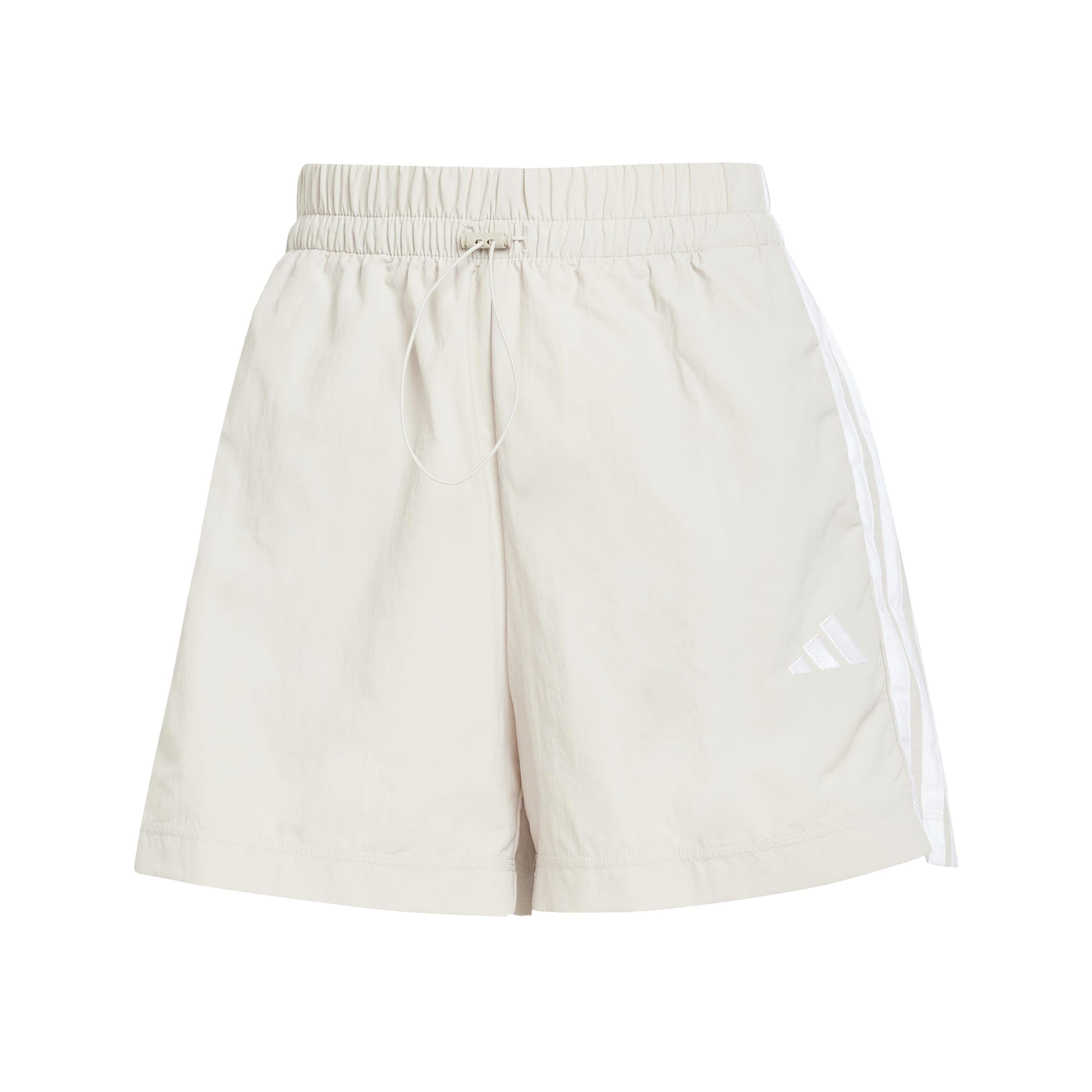adidas Women's Essentials 3-Stripes Lifestyle Woven Shorts, Wonder Alumina/White, XL
