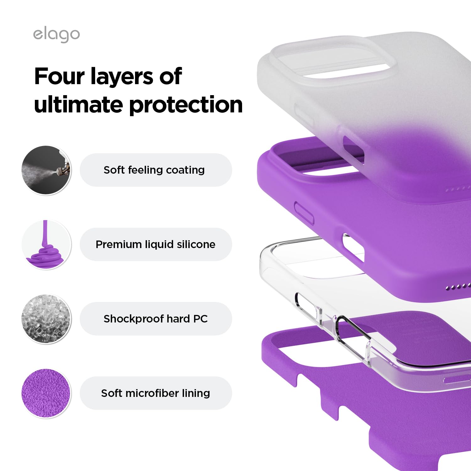 elago Compatible with iPhone 16 Pro Max Case, Premium Liquid Silicone Case, Full Body Protective Cover, Shockproof - Image 4