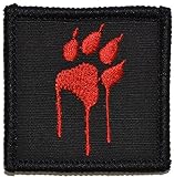 Tracker Paw Dripping 2x2 Military Patch / Morale Patch - Multiple Colors (Black with Red)