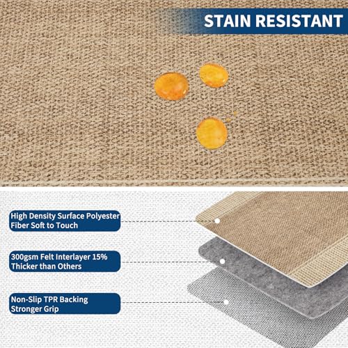 Tapete lavable GarveeHome 5x7 beige para sala miniatura 3