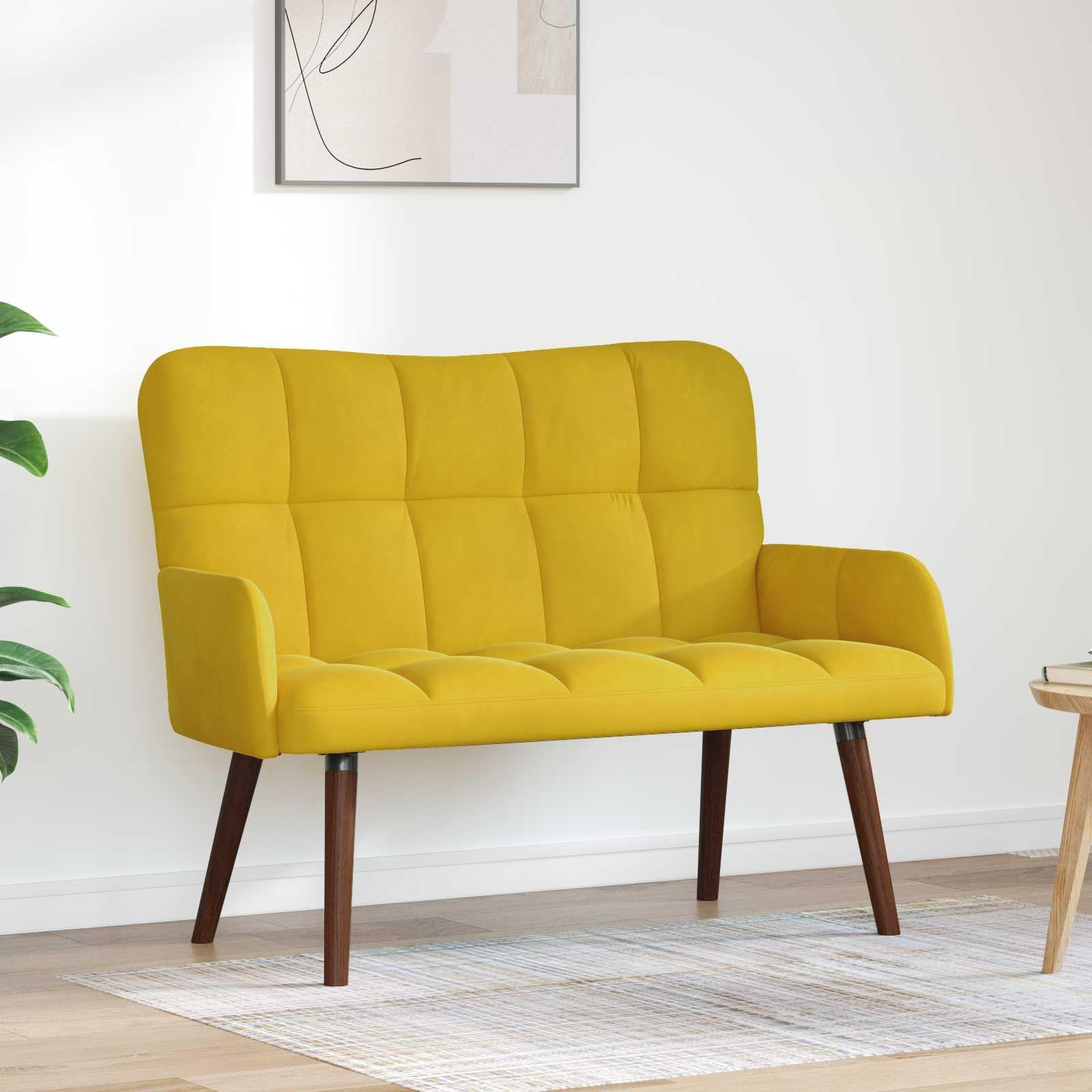 Sofá de 2 plazas amarillo 115 x 61 x 87 cm terciopelo