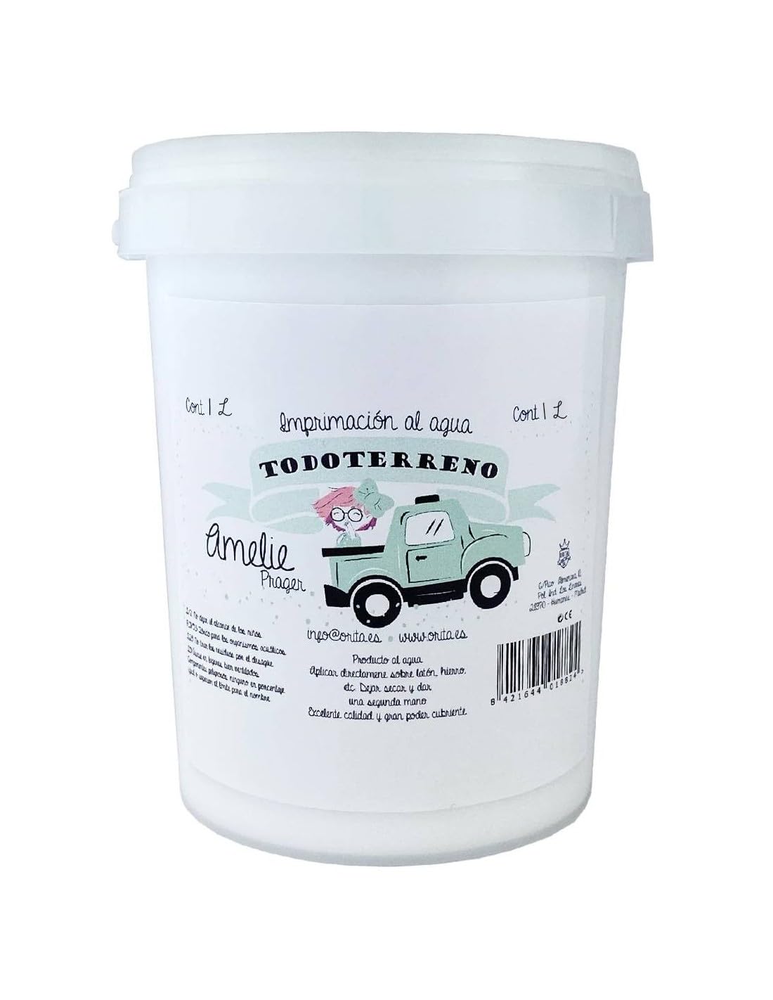 Amelie Prager 811407 Imprimación Todoterreno para madera, metal, cristal y superficies dificiles, Blanco, 1 Litro - IberNorma