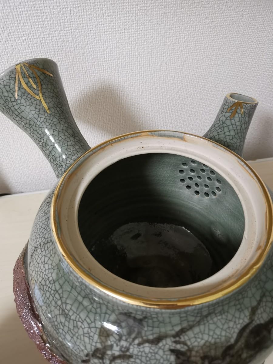 薩摩焼　金蘭手四君子草花文急須　明治時代頃　名品 薩摩焼 金蘭手四君子草花文急須 明治時代頃 名品