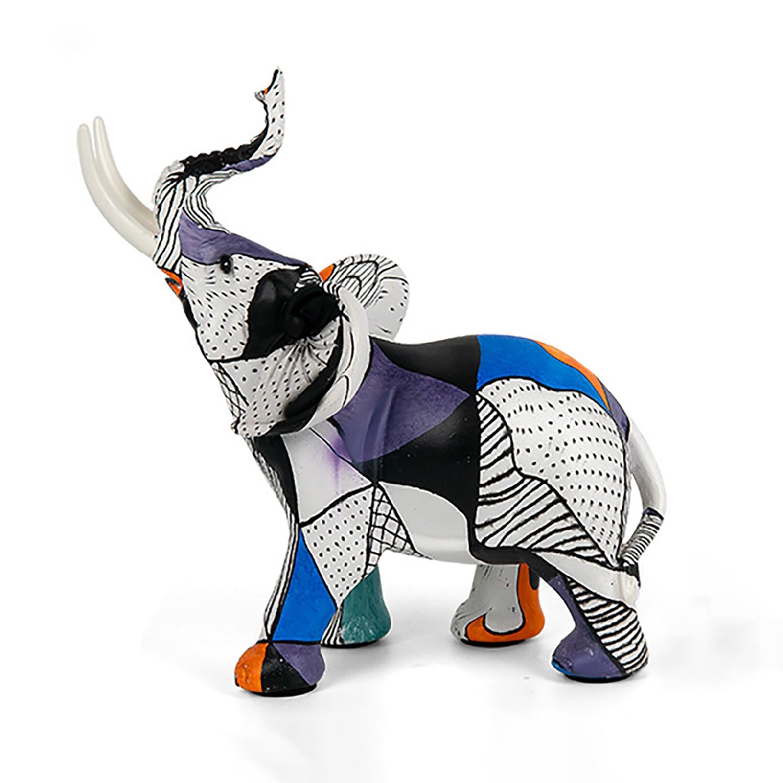 Dytartzx Elephant Sculpture Decor, Creative Resin Colorful Graffiti Animal Desktop Ornament For Home & Office, Ideal Tabletop Decoration For Living Room Bookshelf Porch