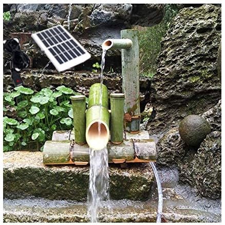 Bananaww Fontaine à Eau Solaire en Bambou pour Jardin Extérieur, Fontaine Cascade, Fontaine Zen pour Bassin et Décoration Japonaise
