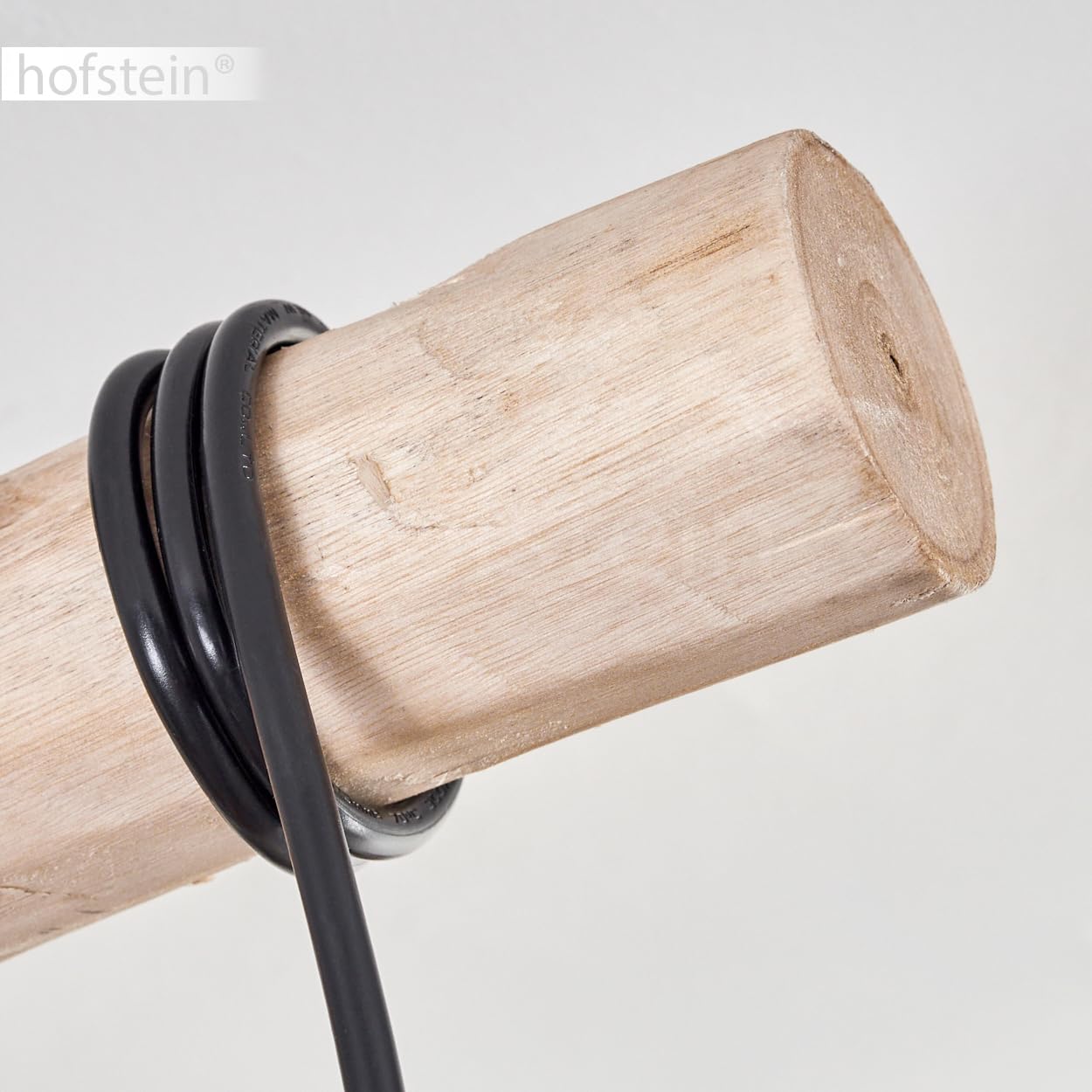 HOFSTEIN Lampada da soffitto Soungou moderna lampada da soffitto in legno/metallo/lino naturale/nero/beige, plafoniera a 3 luci, design scandinavo, 3 lampadine E27, altezza max. 82 cm, senza lampadina