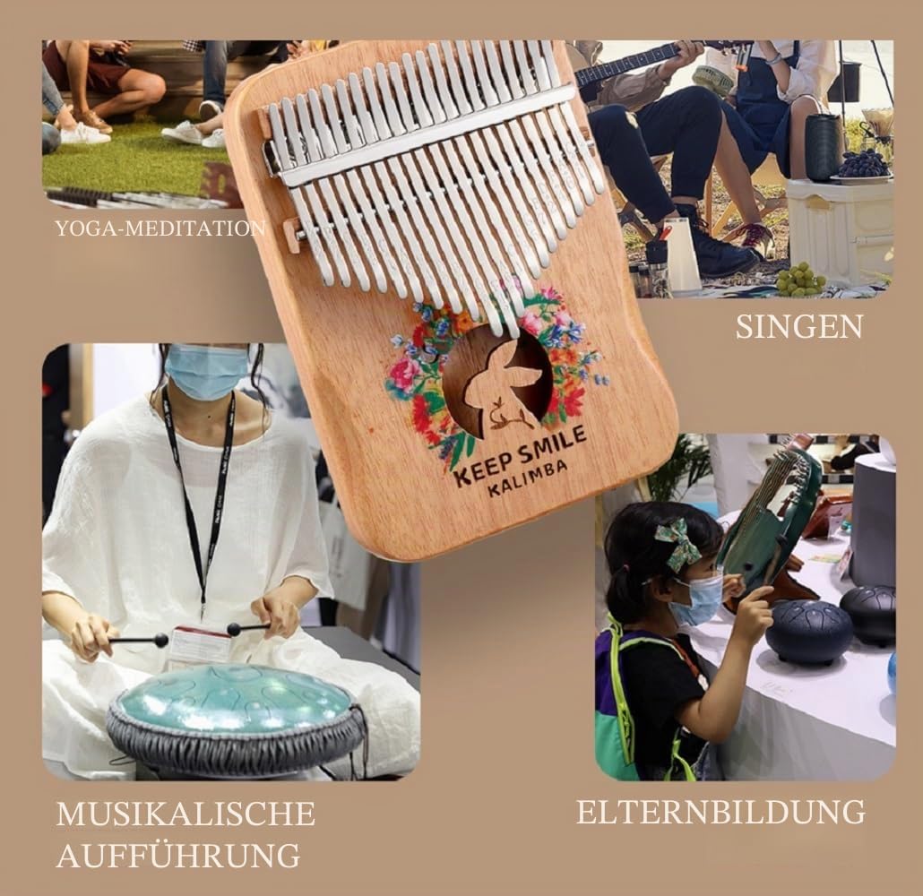 Kalimba Daumenklavier 21 Tasten/17 Tasten Finger Klavier Tragbares Musikinstrument für Anfänger, Musikgeschenke für Musikliebhaber (Hase, Klein)