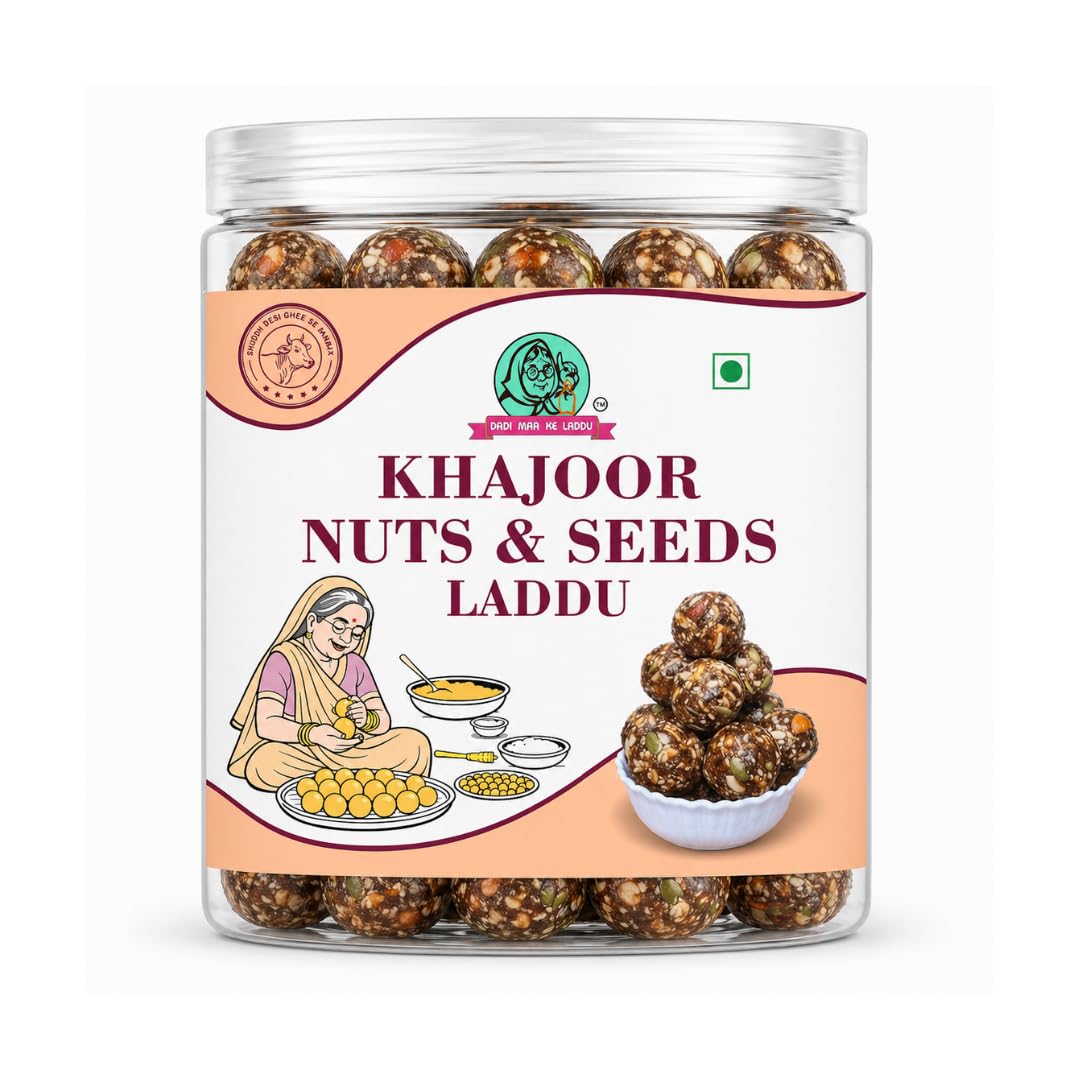Khajoor Nuts & Seeds Laddu with Almonds, Cashew, PumpkinSeeds, WatermelonSeeds, SunflowerSeeds & Kishmish | Healthy Sugar-Free Energy Bites & Dry Fruit Ladoo (180g)-image-41