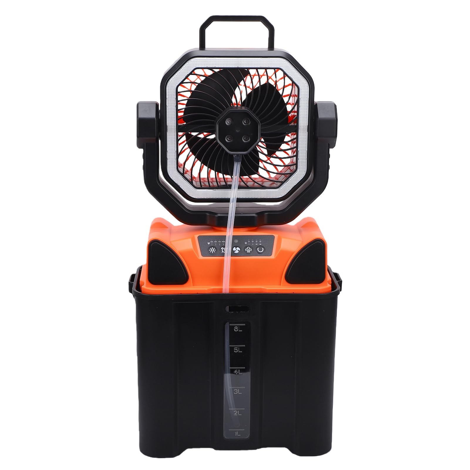 Topiky Ventilateur de Camping Rechargeable avec Batterie de 20 000 MAh, Ventilateur Brumisateur à Seau de 6 L, Télécommande à Lumière LED, Portable alimenté par Batterie pour Tente de Camping en