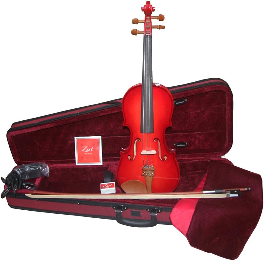 Zest Violins for 10-12 years old Complete Outfit Red Violin 3/4 size Acoustic Quality Violin with Bow & Violin Case