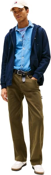 Tommy Jeans Uomo Felpa con Zip Flag Zip Thru con Cappuccio - 4