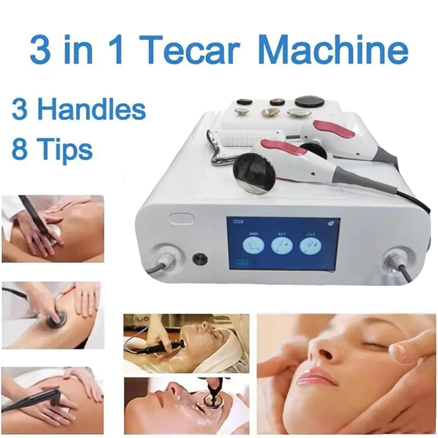 Macchina Terapia Tecar 448 Khz Res Cet Dispositivo per Diaterapia a Trasferimento Energia Rf Monopolare per Alleviare Dolore Muscolare,Ridurre Cellulite in Profondità