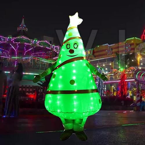 Miniatura 5 de Disfraz inflable de árbol de Navidad para adultos, disfraz inflable con luz LED para fiesta de Navidad (árbol de Navidad, adulto)