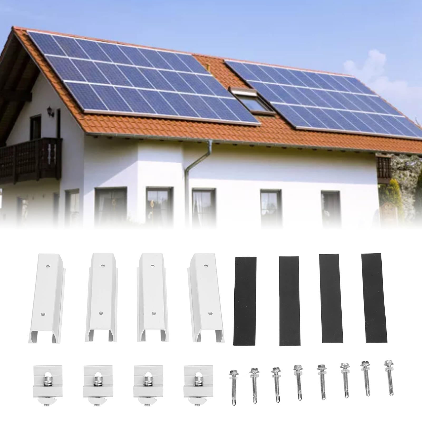 4 Clips Centraux En Aluminium Pour Panneaux Solaires 30 Mm - Montage En T, Vis Inox | Pour Camping-car, Toit Plat, Bateau