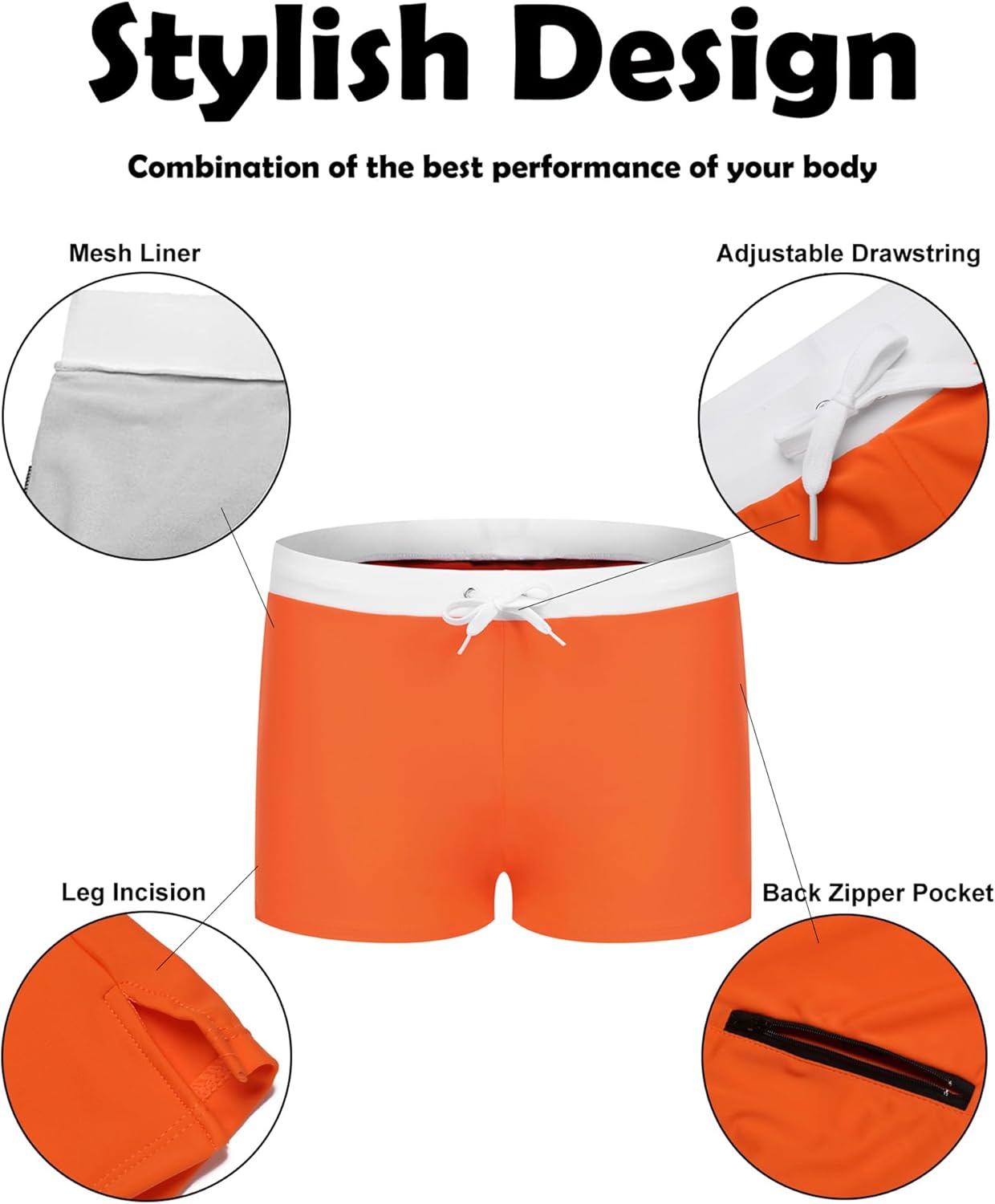 COOFANDY Men's Square Leg Swim Briefs Tight Swim Trunks Swimsuit Athletic Bathing Suit Swimwear with Liner - Image 4