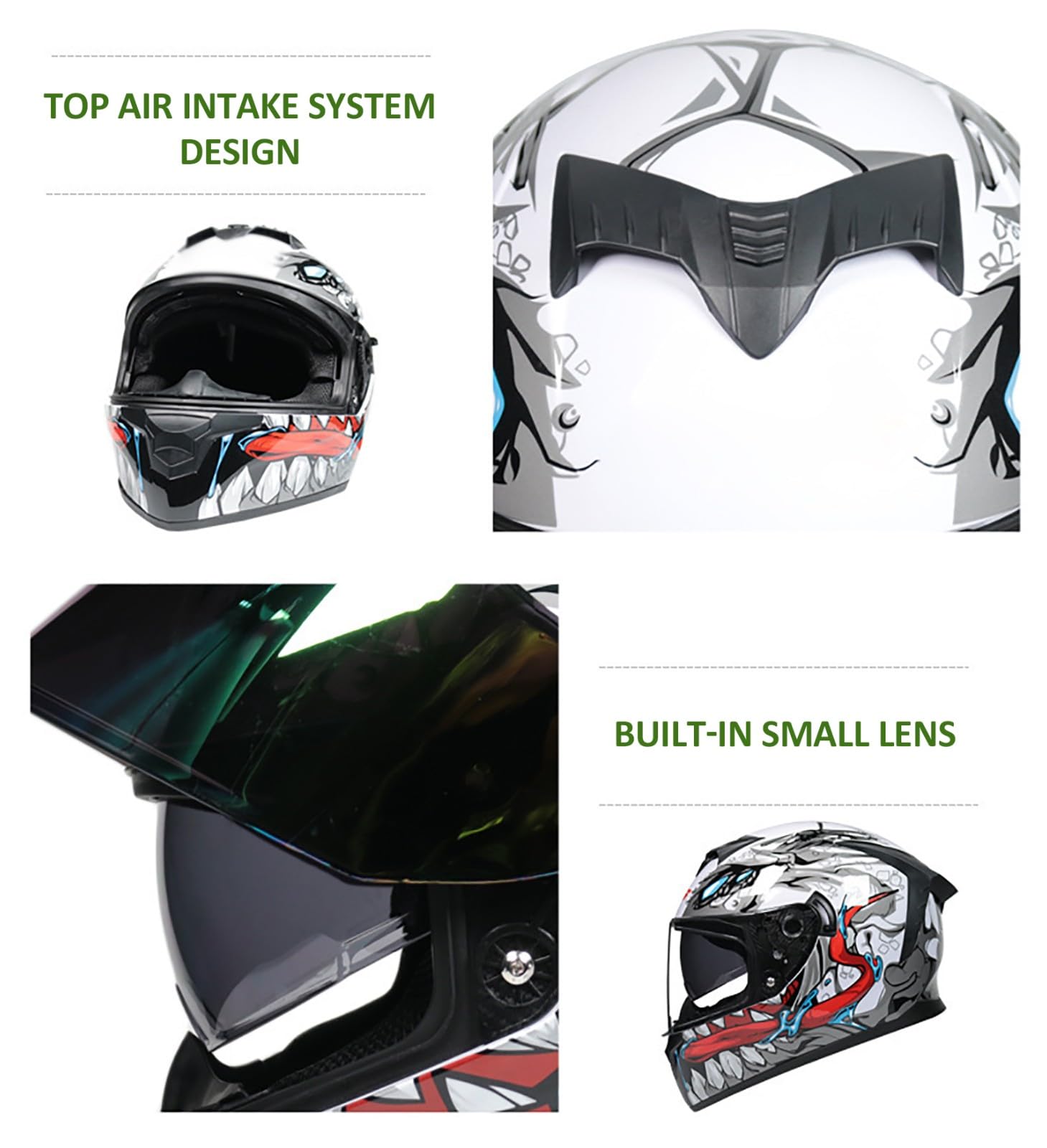 Casco De Motocross, Casco Integral De Motocicleta Homologado Según ECE 22.06, Casco Integral De Motocicleta con Visera Solar Abatible para Hombre Y Mujer