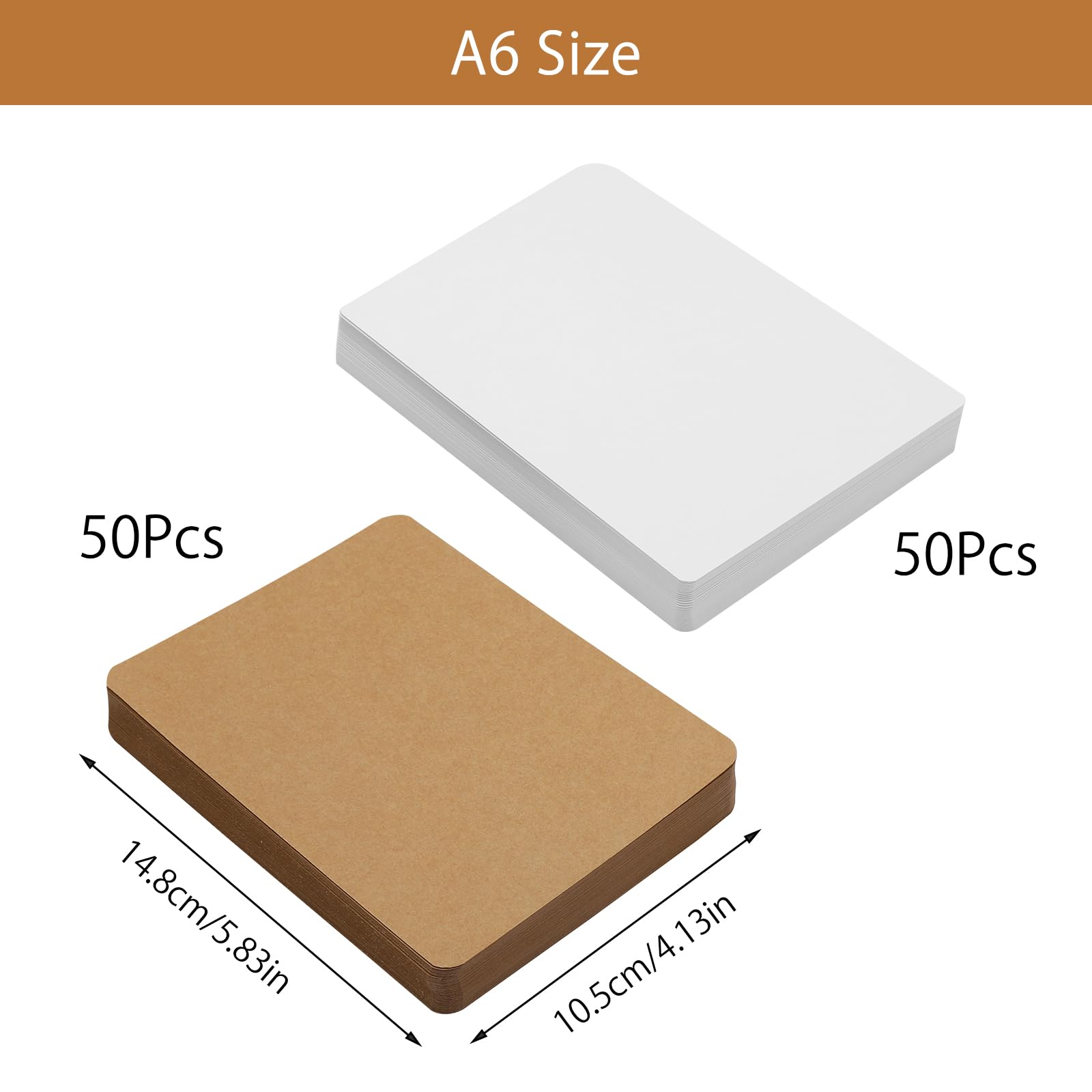 VOSSOT 100 sztuk kartek A6 z papieru typu kraft, 14,8 x 10,5 cm, 300 g/m², puste kartki pocztowe, puste kartki, karton typu kraft do drukowania, kartki pocztowe do drukowania, zaproszeń, kartek