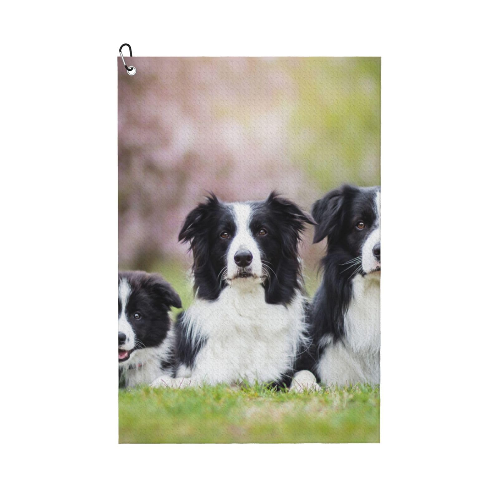 Hnnkloy Border Collie Family, 16x24 in Portable Waffle Golf Towels with Carabiner Clip for Golf Bag