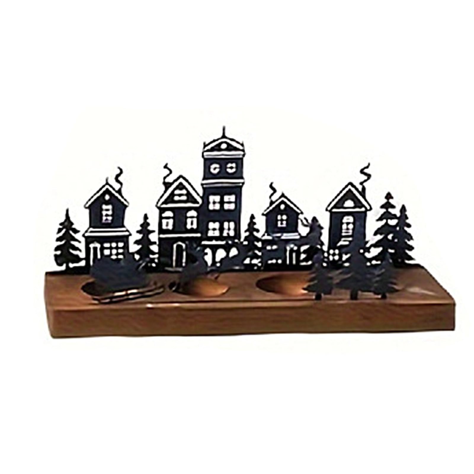 Tsophreniq Tealight Holder in Wood and Metal, Christmas Centerpieces, Advents Arrangement Christmas Holder