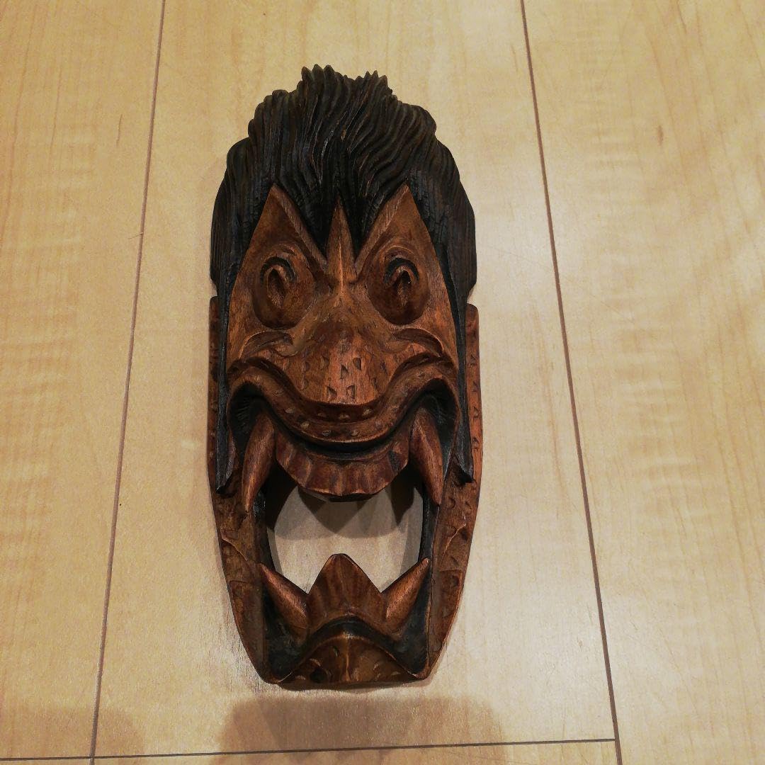 Amazon.co.jp: 東南アジア 民芸品 面 お面 魔除け バリ島 木彫り 鬼 
