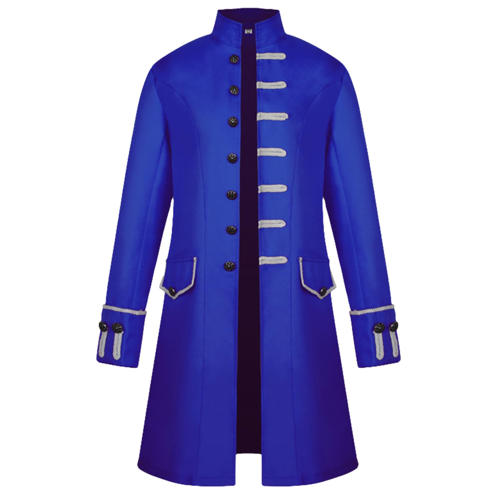 AJGEGJE Steampunk Vintage Coat Men, Medieval Gothic Tailcoat Frock, Victorian Renaissance Halloween Adult Tailcoat (Blue, L)
